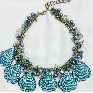 Badgley Mischka Sea Life Muscle Shell Necklace Blue & black Pearl Jewelry